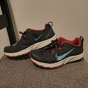Nike Black and Pink Sneakers with Blue Swoosh